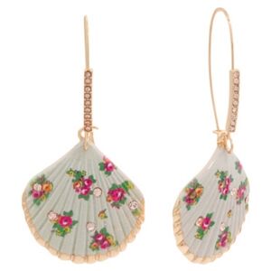 Flower Print Sea Shell Earrings